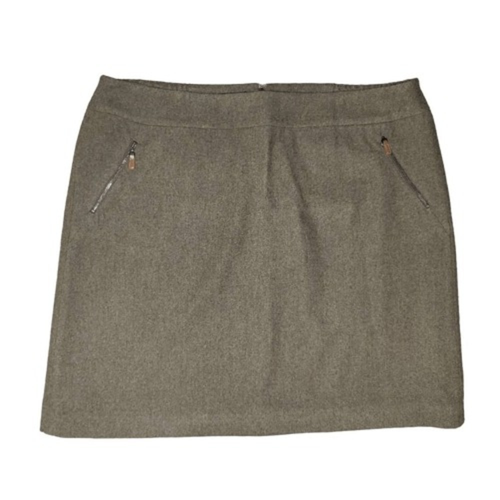 Talbots Woman Wool Blend Skirt Zip Pockets ALine Mini Size 18W‎ Khaki Brown - Picture 3 of 10